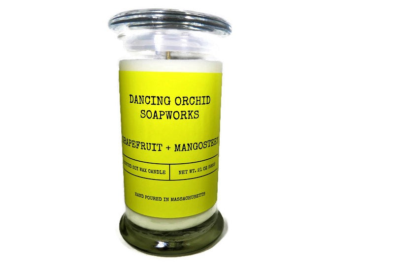 Grapefruit And Mangosteen  Scented Cotton Wick Soy Candle - Dancing Orchid SoapWorks