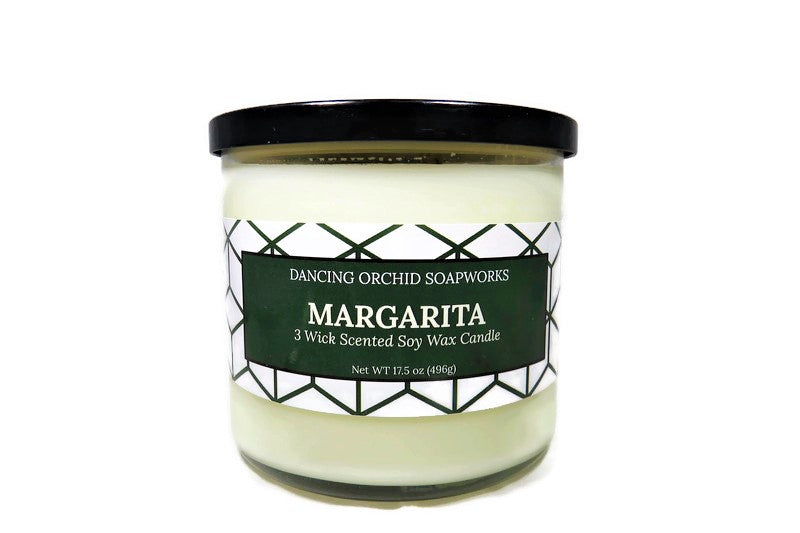 Margarita Scented 3 Wick Soy Wax Candle - Dancing Orchid SoapWorks