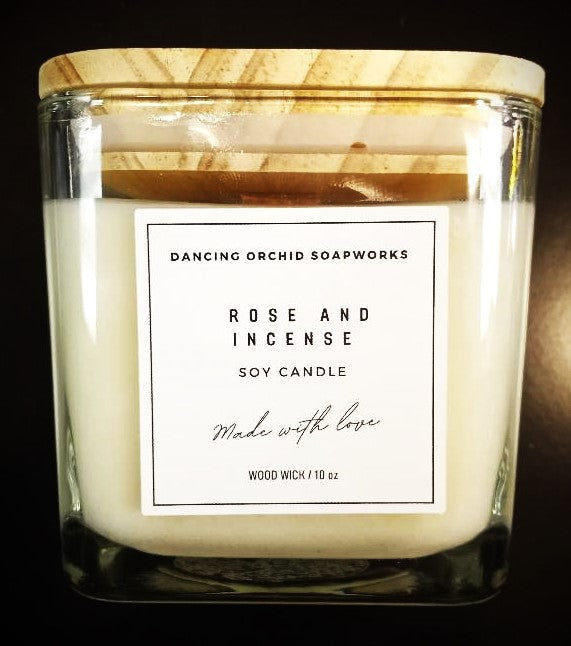 Rose And Incense Soy Wood Wick Candle