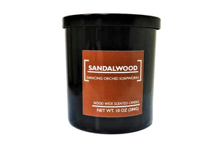 Sandalwood Scented Wood Wick Soy Candle - Dancing Orchid SoapWorks