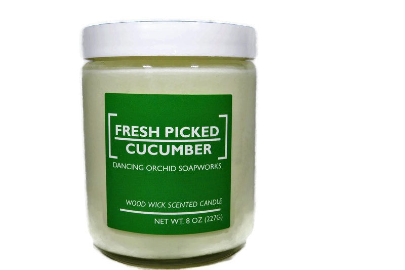 Fresh Picked Cucumber Scented Wood Wick Soy Candle - Dancing Orchid SoapWorks