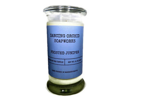Frosted Juniper Scented Cotton Wick Soy Candle - Dancing Orchid SoapWorks