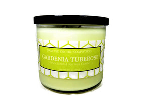 Gardenia Tuberose Scented 3 Wick Soy Wax Candle - Dancing Orchid SoapWorks