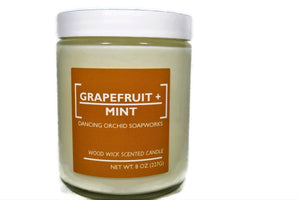 Grapefruit And Mint Scented Wood Wick Soy Candle - Dancing Orchid SoapWorks