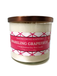 Sparkling Grapefruit Scented 3 Wick Soy Wax Candle