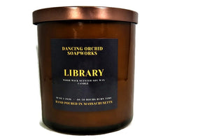 Library Scented Wood Wick Soy Candle - Dancing Orchid SoapWorks