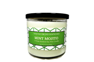 Mint Mojito Scented 3 Wick Soy Wax Candle - Dancing Orchid SoapWorks