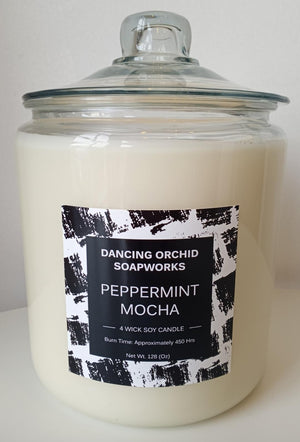 Peppermint Mocha Scented 4 Wick Soy Candle