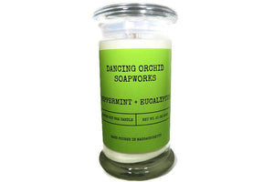 Peppermint And Eucalyptus Scented Cotton Wick Soy Candle - Dancing Orchid SoapWorks
