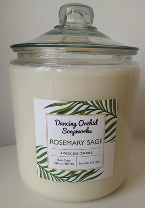 Rosemary Sage Scented 4 Wick Soy Candle