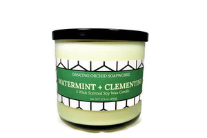 Watermint And Clementine Scented 3 Wick Soy Wax Candle - Dancing Orchid SoapWorks