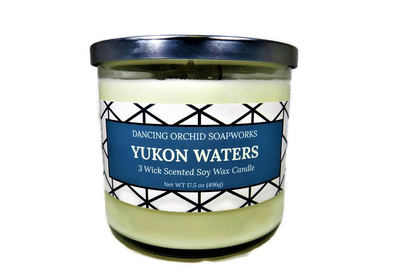 Yukon Waters Scented 3 Wick Soy Wax Candle - Dancing Orchid SoapWorks