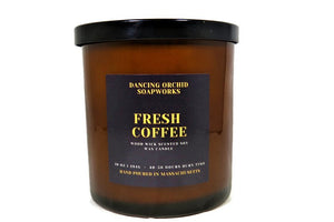 Fresh Coffee Scented Wood Wick Soy Candle - Dancing Orchid SoapWorks