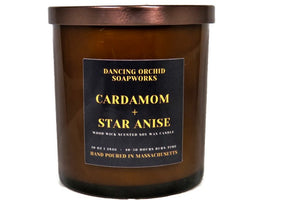 Cardamom And Star Anise Scented Wood Wick Soy Candle - Dancing Orchid SoapWorks