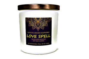 Love Spell Scented Wood Wick Soy Candle - Dancing Orchid SoapWorks