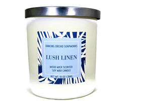 Lush Linen Scented Wood Wick Soy Candle - Dancing Orchid SoapWorks