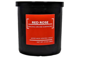 Red Rose Scented Wood Wick Soy Candle - Dancing Orchid SoapWorks