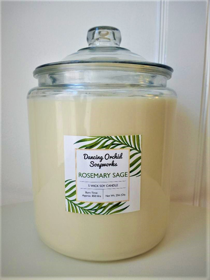 Rosemary Sage Scented 5 Wick Soy Candle