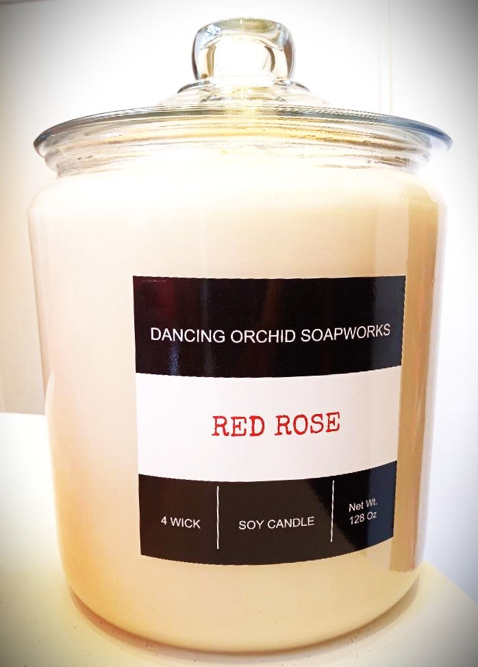 Red Rose Scented 4 Wick Soy Candle