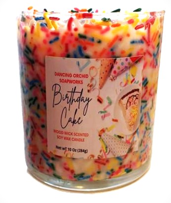 Birthday Cake Scented Wood Wick Soy Candle