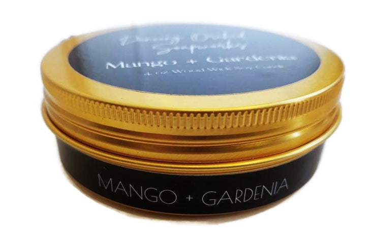 Mango And Gardenia Travel Tin Wood Wick Candle