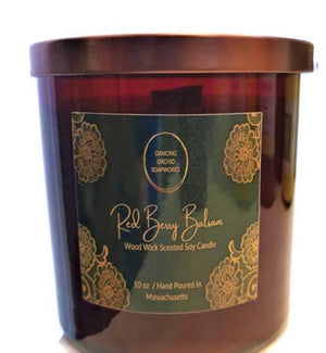 Red Berry Balsam Scented Wood Wick Soy Candle