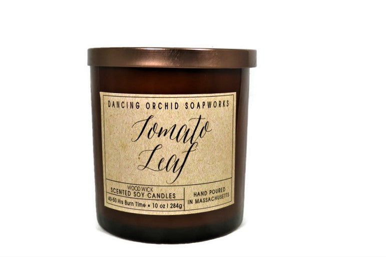Tomato Leaf Scented Wood Wick Soy Candle - Dancing Orchid SoapWorks