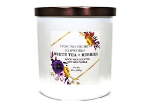 White Tea And Berries Scented Wood Wick Soy Candle - Dancing Orchid SoapWorks